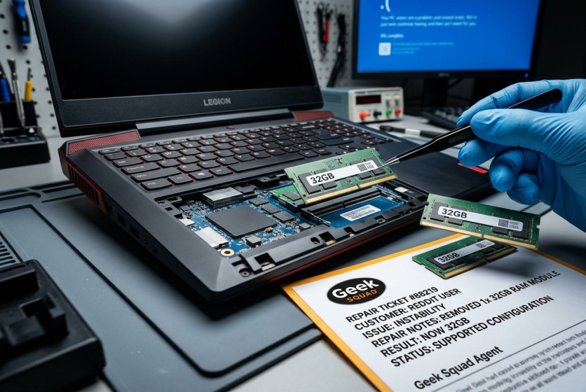 Best Buy Repairs Gaming Laptop by Removing 32GB RAM