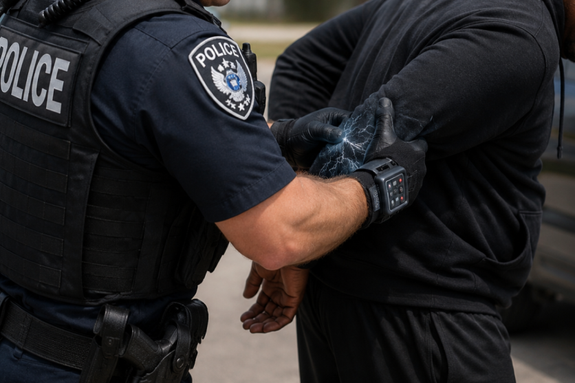 Police using shock gloves