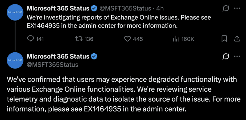 Microsoft outage, outlook down