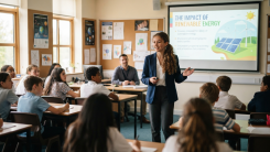Student Presenting in AI-Driven School Classroom