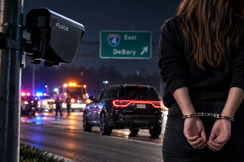 flock cameras, police arrest innocent woman