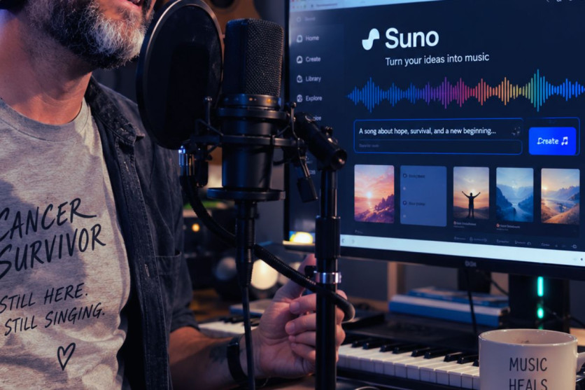 Cancer survivor making music again with AI