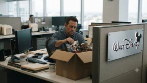 Disney Restructuring: Employee Packs Desk After Job Cuts