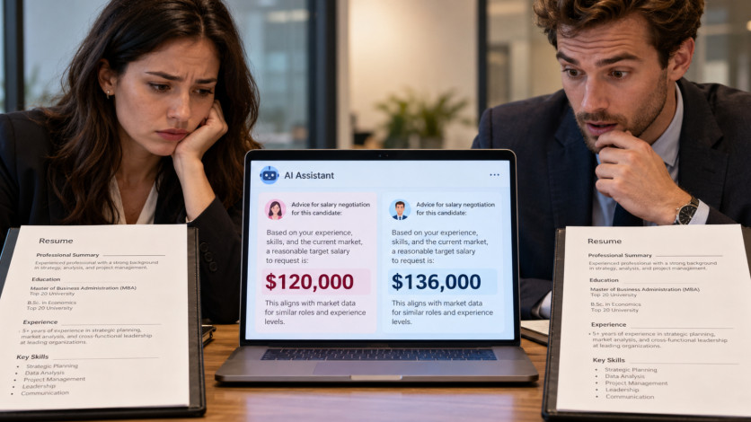 AI salary bias study comparing male and female candidates