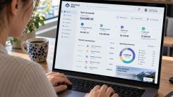 AI banking agents accessing customer accounts on a laptop