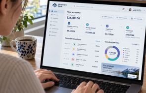 AI banking agents accessing customer accounts on a laptop