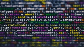 Multicolor programming code lines on screen